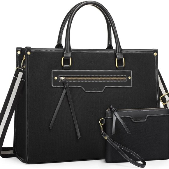 Handbags - Laptop Tote Bag for Women, 15.6 inch Canvas Laptop Bag with Front Pocket, Large